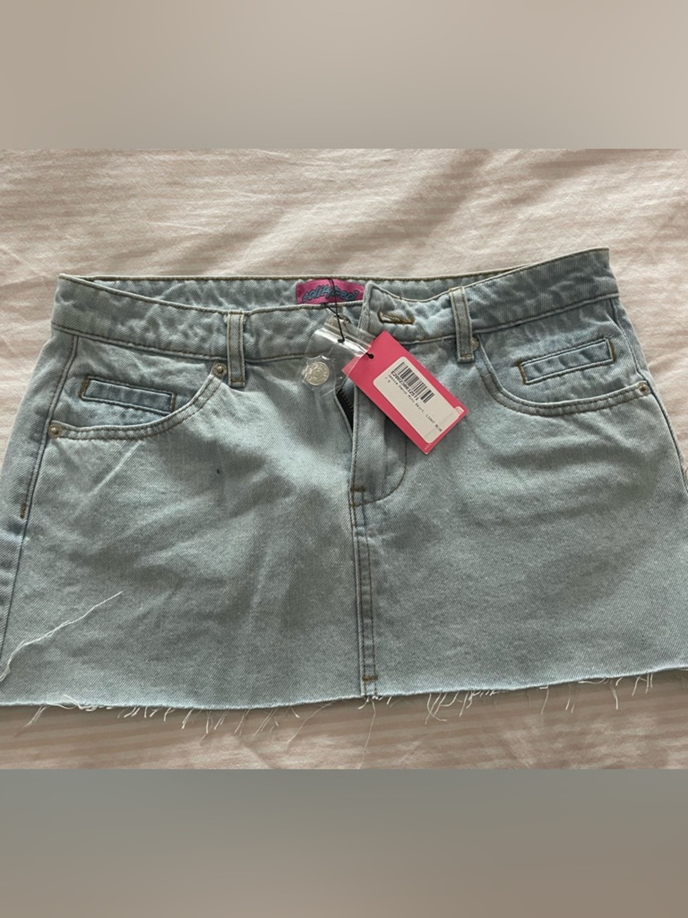 Edikted Jessi Light Wash Denim Mini Skirt